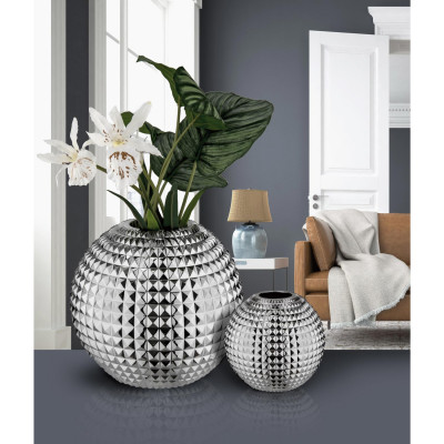 Bongelli Preziosi - Diamond - Vaso in marmorino a boccia grande dal design elegante - Colore: Argento - SKU: ME2677/3AG