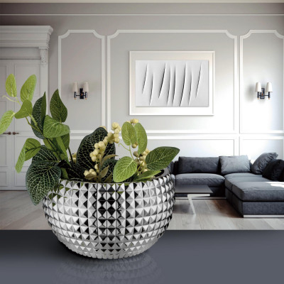 Bongelli Preziosi - Diamond - Vaso in marmorino a mezzaluna grande dal design elegante - Colore: Argento - SKU: ME2676/2AG