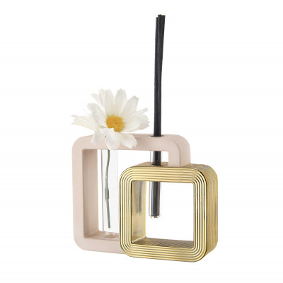 Bongelli Preziosi Double Vaso quadrato con profumatore per ambienti dal design moderno ed elegante Colore: Cipria/Oro