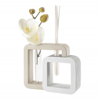Bongelli Preziosi Double Vaso quadrato con profumatore per ambienti dal design moderno ed elegante Colore: Nocciola