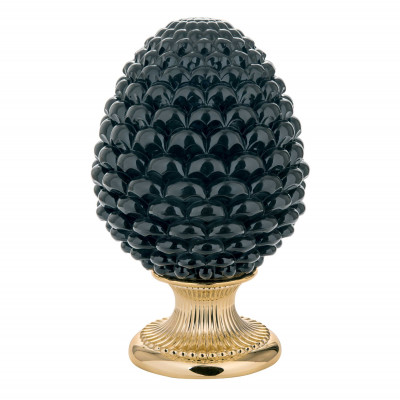 Bongelli Preziosi Pigna siciliana decorata a mano portafortuna grande Colore: Nero