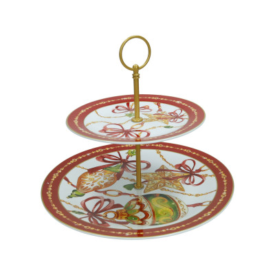  Brandani - Gioco di luci - Alzatina con doppio piatto in porcellana - Colore: Multicolore - SKU: B89698 