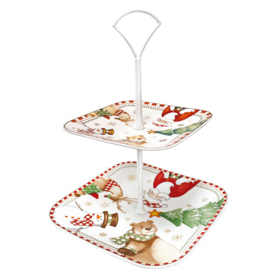  Brandani - Racconti - Alzatina con doppio piatto in porcellana - Colore: Multicolore - SKU: B84798 