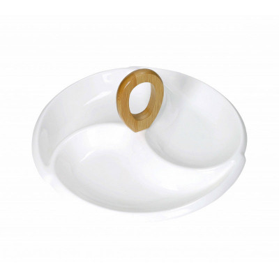  Brandani - Antipastiera in porcellana con manico in bamboo - Colore: Bianco - SKU: B52973 