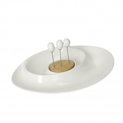 Brandani - Antipastiera in porcellana dal design moderno ed elegante "Andromeda" - Colore: Bianco - SKU: B52914