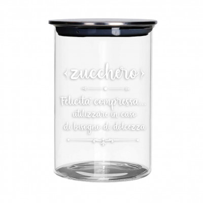  Brandani - Barattolo per zucchero in vetro con coperchio in metallo grande - Colore: Trasparente - SKU: B52609 