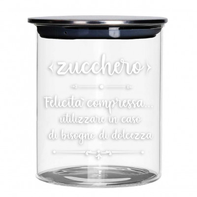  Brandani - Barattolo per zucchero in vetro con coperchio in metallo - Colore: Trasparente - SKU: B52606 