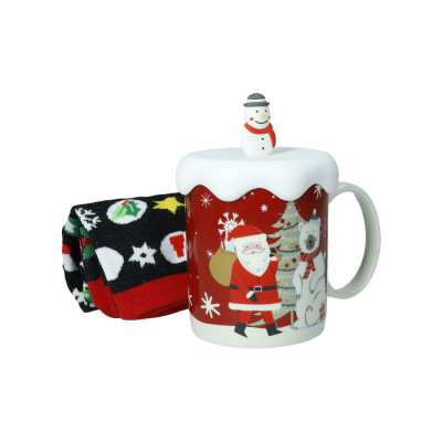  Brandani - Mug in porcellana con tappo in silicone e calzini - Colore: Rosso - SKU: B83027 