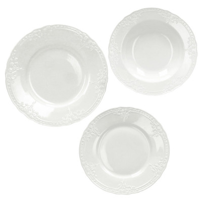 Brandani - Ricordi - Servizio di piatti 18 pezzi in ceramica bianca - Colore: Bianco - SKU: B51280