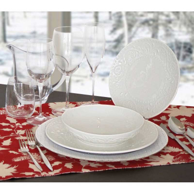  Brandani - Servizio di piatti 18 pezzi in ceramica dallo stile classico "Delizie" - Colore: Bianco - SKU: B52705 