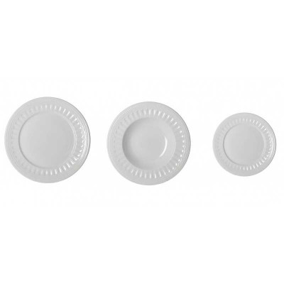  Brandani - Senzatempo - Set 18 pz servizio di piatti piani, fondi e piattino classici in ceramica - Colore: Bianco - SKU: B52400 