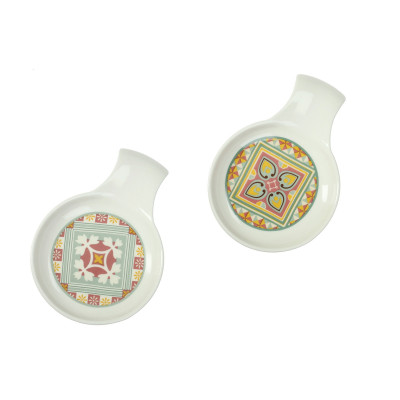  Brandani - Le Cementine - Set 2 pz Segnaposto da tavola in porcellana "Girandola" - Colore: Bianco/Giallo - SKU: B52519 