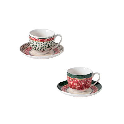  Brandani - Cantico - Set 2 pz tazzine da caffè con piattino in ceramica - Colore: Multicolore - SKU: B52350 