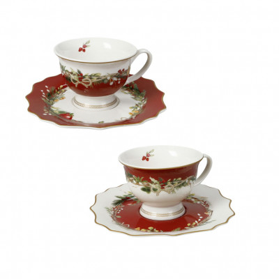  Brandani - Carol - Set 2 tazze da caffè in porcellana a tema natalizio - SKU: B89961 