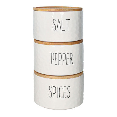  Brandani - New Age - Set 3 barattoli in ceramica con tappo in bamboo - Colore: Bianco - SKU: B51945 