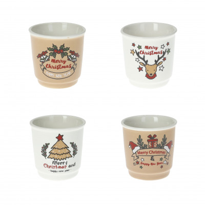  Brandani - Pan Di Zenzero - Set 4 pezzi bicchierini da caffè in ceramica - Colore: Bianco/Marrone - SKU: B80059 