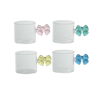 Brandani - Fiocco - Set 4 tazzine da caffè in vetro colori assortiti - Colore: Multicolore - SKU: B51821 