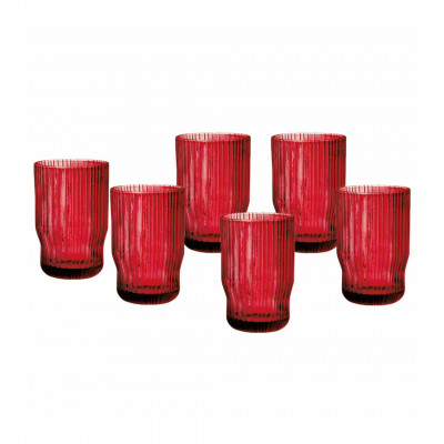  Brandani - Elfomagia - Set 6 pezzi bicchieri per acqua in vetro dal design moderno - Colore: Rosso - SKU: B51531 