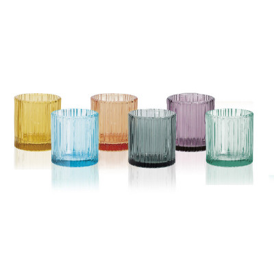 Brandani - Plissè - Set 6 pezzi bicchieri per shot liquore in vetro - Colore: Multicolore - SKU: B51078