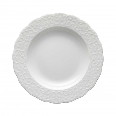 Brandani - Gran Gala - Set 6 pezzi piatti fondi in ceramica dalle linee classiche ed eleganti - Colore: Bianco - SKU: B53392 