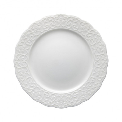  Brandani - Gran Gala - Set 6 pezzi piattino piccolo in porcellana dalle finiture classiche - Colore: Bianco - SKU: B53393 