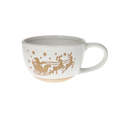  Brandani - Pan Di Zenzero - Tazza da colazione in ceramica con slitta - Colore: Bianco/Marrone - SKU: B80049 