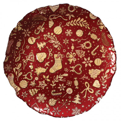 Brandani - Vassoio in vetro con decorazioni natalizie - Colore: Rosso/Oro - SKU: B83757 