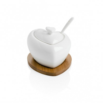  Brandani - Tuttocuore - Zuccheriera in porcellana con base in bamboo - Colore: Bianco - SKU: B54206 