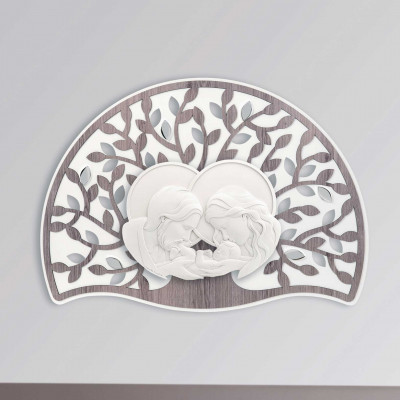 Bongelli Preziosi - Capezzale da parete moderno con pannello in legno "la Sacra Famiglia" - Colore: Rovere Breeze - SKU: ME1911/RO