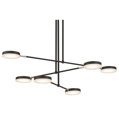 Maytoni - Fad - Lampadario a LED piccola in metallo e diffusori dal design moderno - Colore: Nero - 6 Lampadine Led Integrato 36W - Lumen 2200 - Gradi Kelvin 3000k Luce Calda - IP20 - SKU: MOD070PL-L38B3K