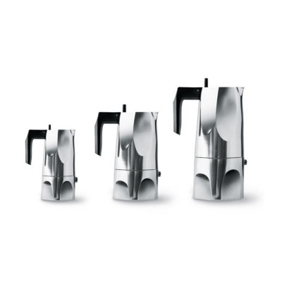 Alessi - Ossidiana - Caffettiera Moka - Colore: Alluminio - SKU: MT18