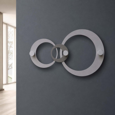 CalleaDesign Hoops Appendiabiti a parete con cerchi in legno e ganci in alluminio Colore: Alluminio