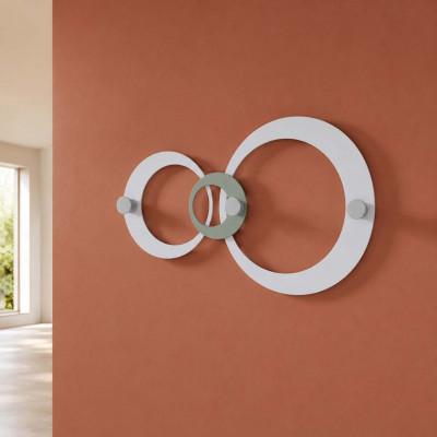 CalleaDesign Hoops Appendiabiti da muro in legno con cerchi e 3 ganci in alluminio Colore: Salvia