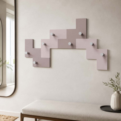 CalleaDesign - Clo Clo - Appendiabiti da parete componibile di design moderno con 8 ganci - Colore: Rosa Nuvola - SKU: 13-001-33