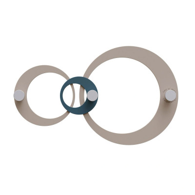 CalleaDesign - Hoops - Appendiabiti da parete moderno con pannello in legno e 3 pomelli - Colore: Ottanio - SKU: 13-028-57