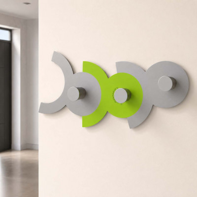 CalleaDesign - DienneA - Appendiabiti da parete per cameretta bambini con 3 ganci in alluminio - Colore: Verde Mela - SKU: 13-014-76