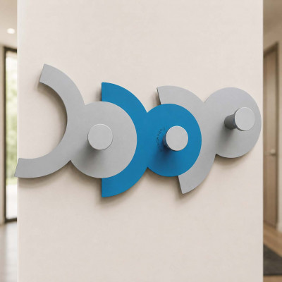 CalleaDesign - DienneA - Appendiabiti da parete per cameretta con 3 ganci - Colore: Blu Luce - SKU: 13-014-74
