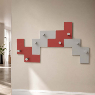 CalleaDesign - Clo Clo - Appendiabiti da parete per ingressi moderni con 8 ganci in alluminio - Colore: Rubino - SKU: 13-001-65