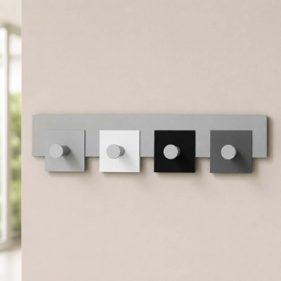 CalleaDesign - CoatRack - Appendiabiti di design per soggiorno con pannello in legno e 4 ganci - Colore: Nero - SKU: 58-13-1-5