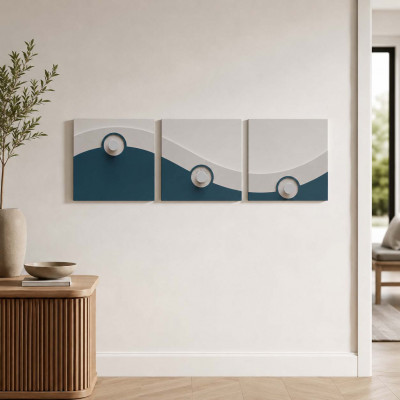 CalleaDesign - Sophia - Appendiabiti moderno da parete pannelli in legno con dettagli ad onda - Colore: Ottanio - SKU: 13-027-57