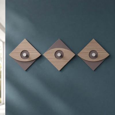 CalleaDesign Eleonora Appendiabiti per ingresso moderno con pannelli in legno e 3 ganci Colore: Noce Canaletto