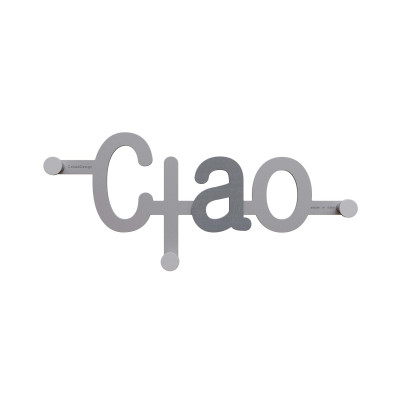 CalleaDesign - Ciao - Appendino da parete in legno dal design moderno con scritta - Colore: Radica Grigia - SKU: 13-018-84