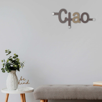  CalleaDesign - Ciao - Appendino da parete in legno dal design moderno con scritta - SKU: 13-018 