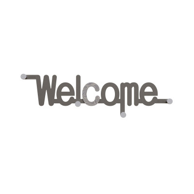 CalleaDesign - Welcome - Appendino da parete in legno dal design moderno con scritta - Colore: Grigio Sottsass - SKU: 13-019-82