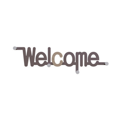 CalleaDesign - Welcome - Appendino da parete in legno dal design moderno con scritta - Colore: Noce Canaletto - SKU: 13-019-85