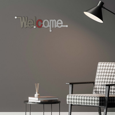  CalleaDesign - Welcome - Appendino da parete in legno dal design moderno con scritta - SKU: 13-019 