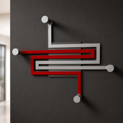 CalleaDesign - Snake - Attaccapanni a muro di design in legno a forma di serpente con 4 ganci - Colore: Rubino - SKU: 13-016-65