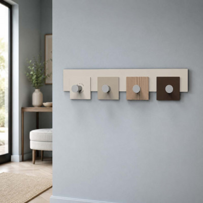 CalleaDesign - CoatRack - Attaccapanni da parete in legno dal design minimalista con 4 ganci - Colore: Noce Canaletto - SKU: 58-13-1-85