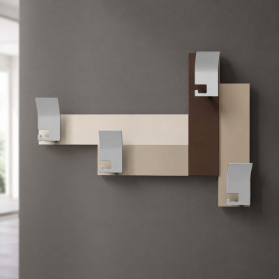 CalleaDesign - CoatRack - Attaccapanni da parete originale in legno con 4 ganci - Colore: Cioccolato - SKU: 58-13-3-69