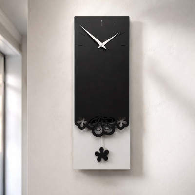 CalleaDesign Merletto Orologio a pendolo da parete Colore: Nero